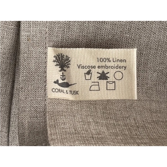 NWT Set Coral & Tusk Feather Embroidered Luxury Linen Kitchen Tea Towels - Picture 5 of 7